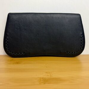 Vintage J Miller black leather clutch evening bag
